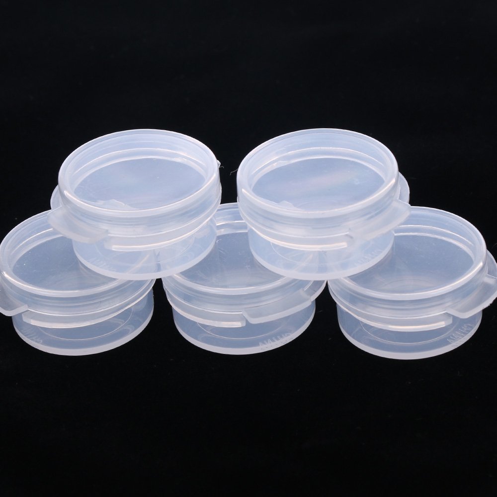 50 Pcs Plastic Cosmetic Jar 5g Empty Clear Case with Snap Lids Portable Mini Storage Box Makeup Jar Sample Bottle Sealing Pot Cosmetic Containers by EORTA for Sampling, Traveling, Mixing