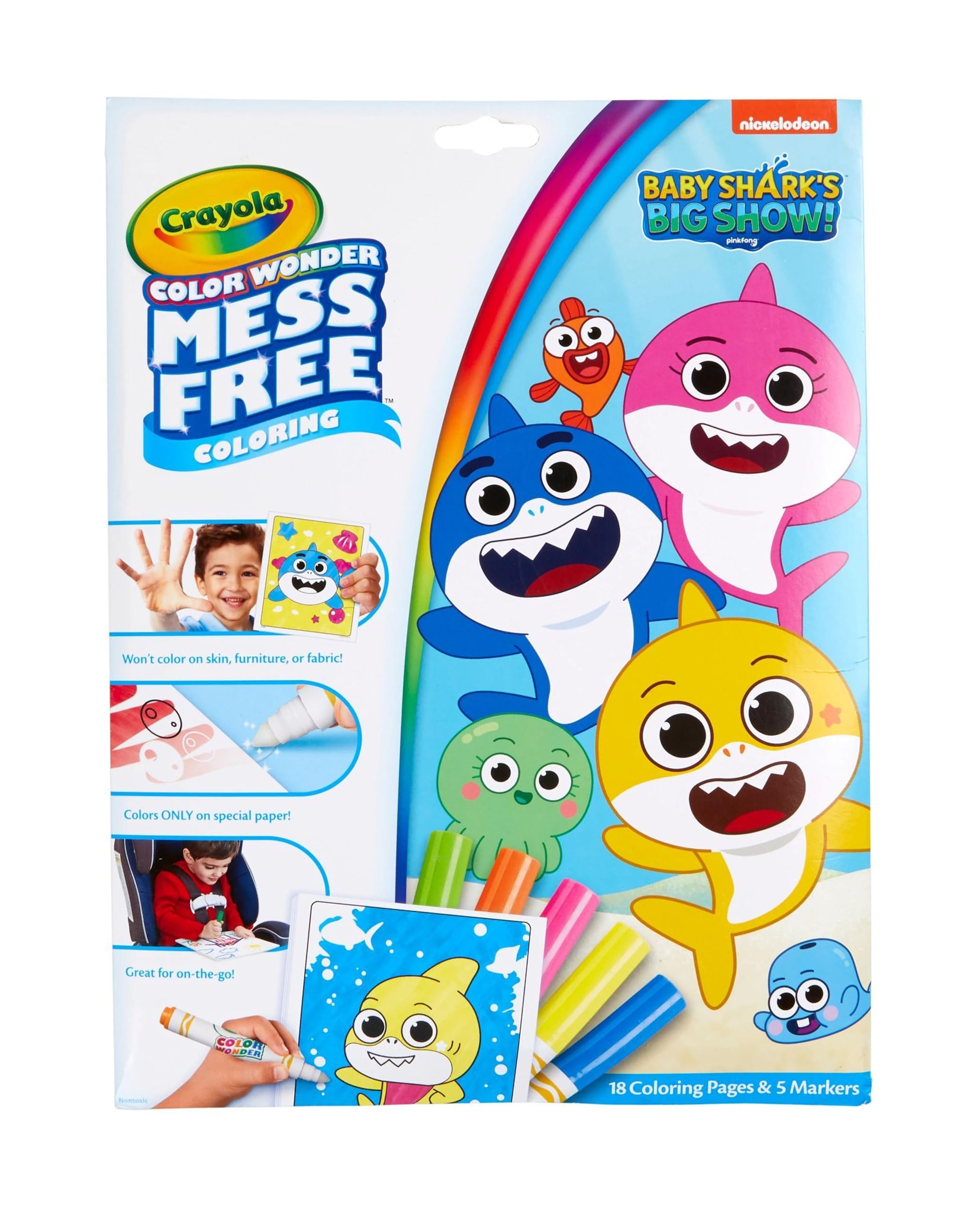 Crayola Baby Shark Color Wonder Pages, Mess Free Coloring For Toddlers, Toddler Coloring Activity, Travel Toy, Gift for Kids