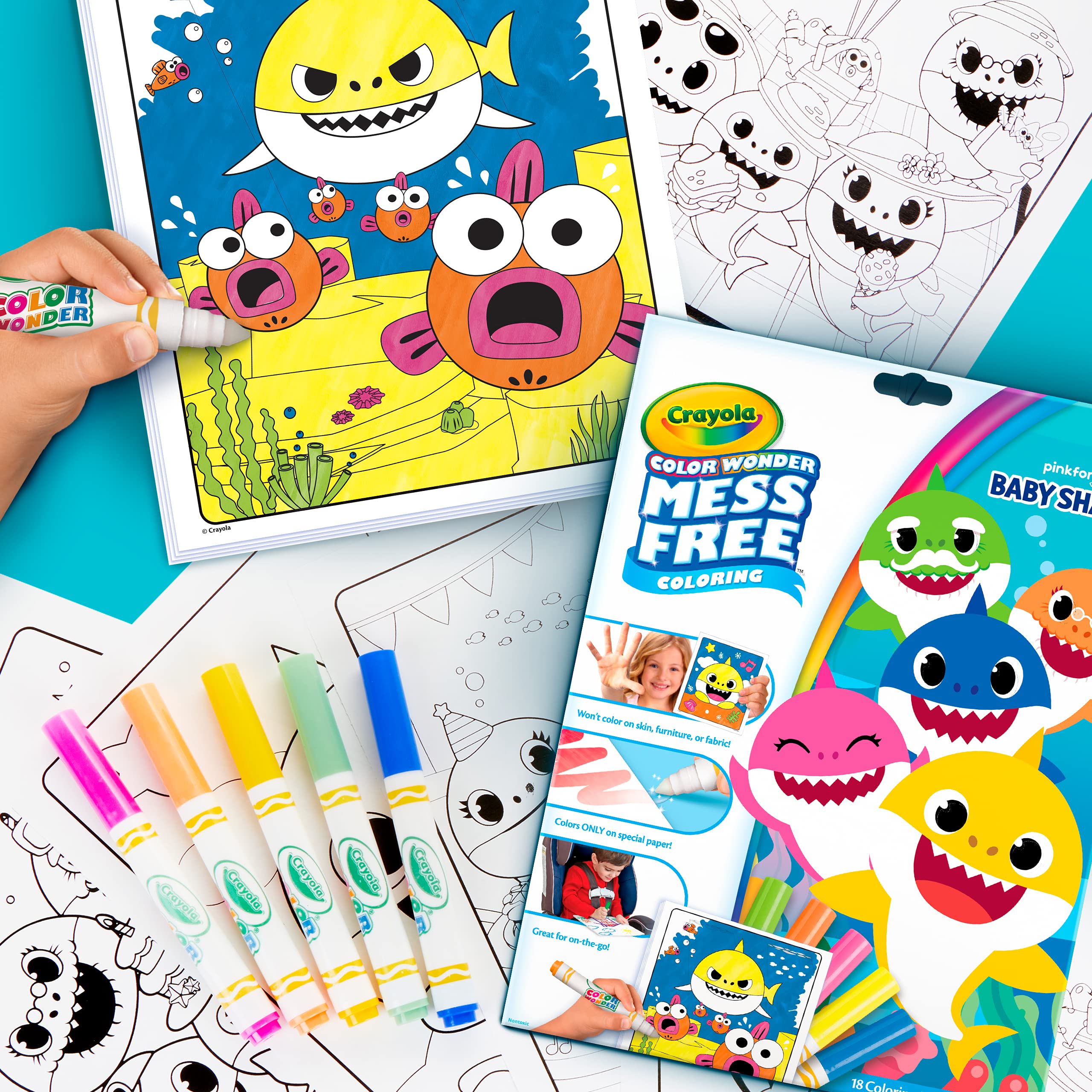 Crayola Baby Shark Color Wonder Pages, Mess Free Coloring For Toddlers, Toddler Coloring Activity, Travel Toy, Gift for Kids