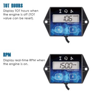 Runleader Small Engine Hour Meter, Digital Tachometer, Maintenance Reminder, Battery Replaceable, User Shutdown, Use for ZTR Lawn Mower Tractor Generator Marine Outboard ATV (1)