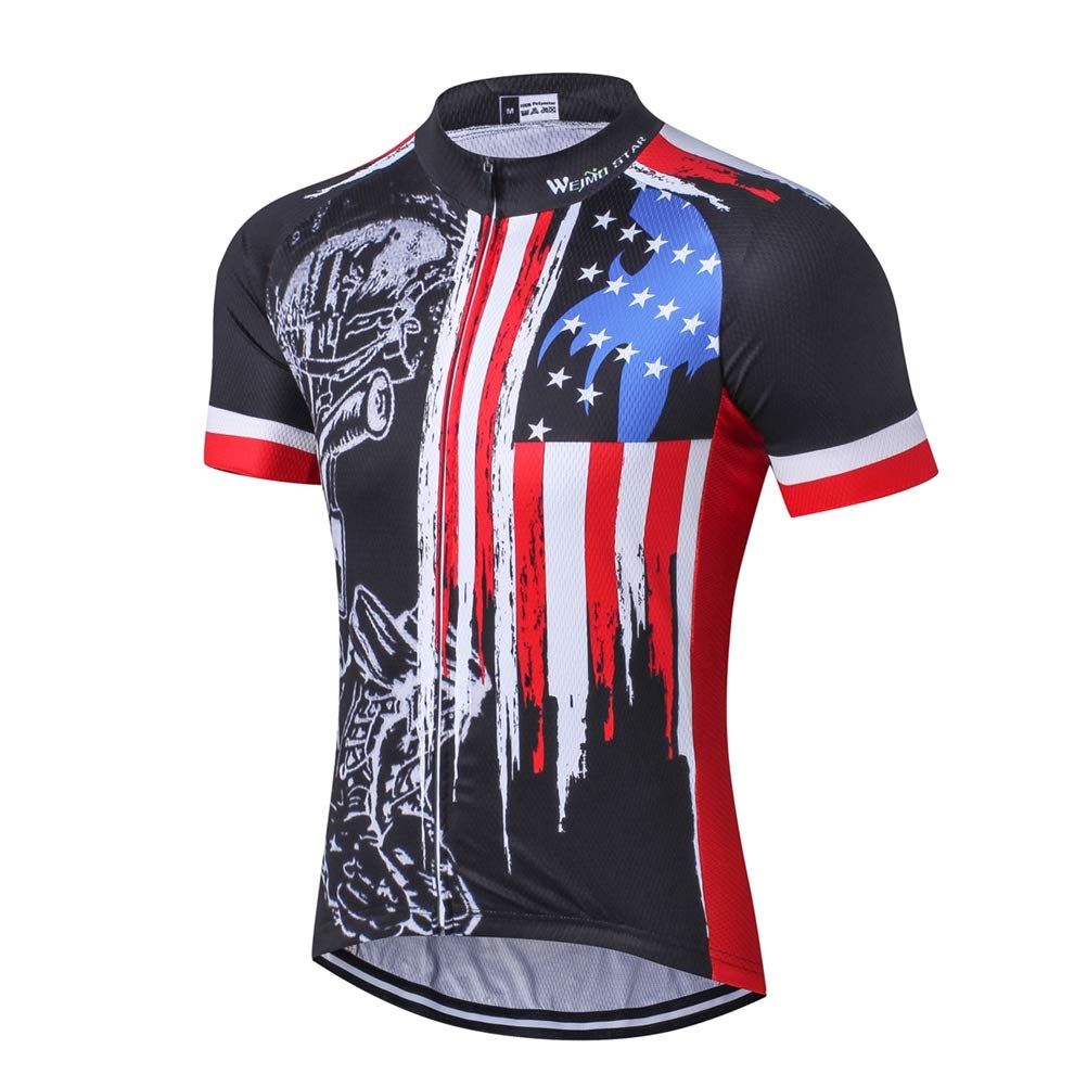 Shenshan Cycling Jersey Men USA Bike MTB Bicycle Wear Cycling Clothing Black Red XXL