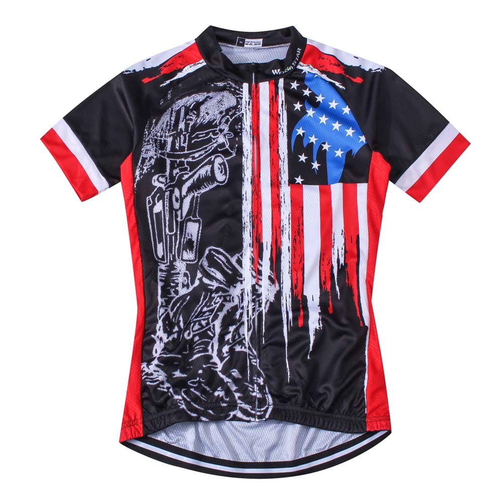 Shenshan Cycling Jersey Men USA Bike MTB Bicycle Wear Cycling Clothing Black Red XXL