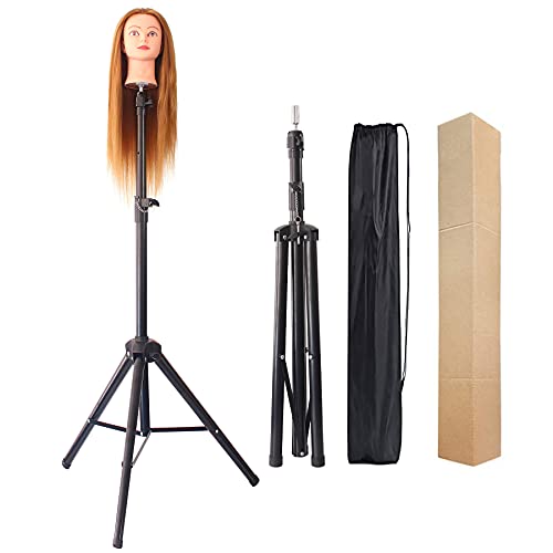 Wig Stand Tripod Mannequin Head Stand Heavy Duty Metal Adjustable Wig Head Stand for Canvas Block Head Styling Making Wigs Displaying Cosmetology Hairdressing Training Manikin Head with Carry Bag