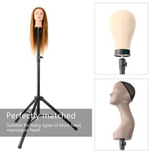 Wig Stand Tripod Mannequin Head Stand Heavy Duty Metal Adjustable Wig Head Stand for Canvas Block Head Styling Making Wigs Displaying Cosmetology Hairdressing Training Manikin Head with Carry Bag