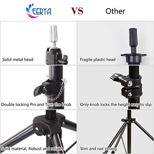 Wig Stand Tripod Mannequin Head Stand Heavy Duty Metal Adjustable Wig Head Stand for Canvas Block Head Styling Making Wigs Displaying Cosmetology Hairdressing Training Manikin Head with Carry Bag