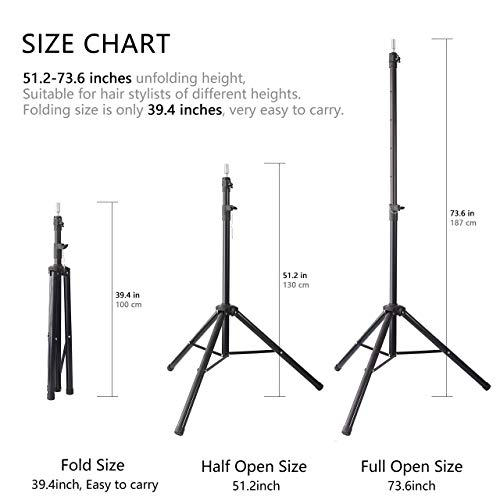 Wig Stand Tripod Mannequin Head Stand Heavy Duty Metal Adjustable Wig Head Stand for Canvas Block Head Styling Making Wigs Displaying Cosmetology Hairdressing Training Manikin Head with Carry Bag