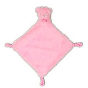 KELLY BABY Pink Bear Security Blanket with Rattle Polka Dot Accents