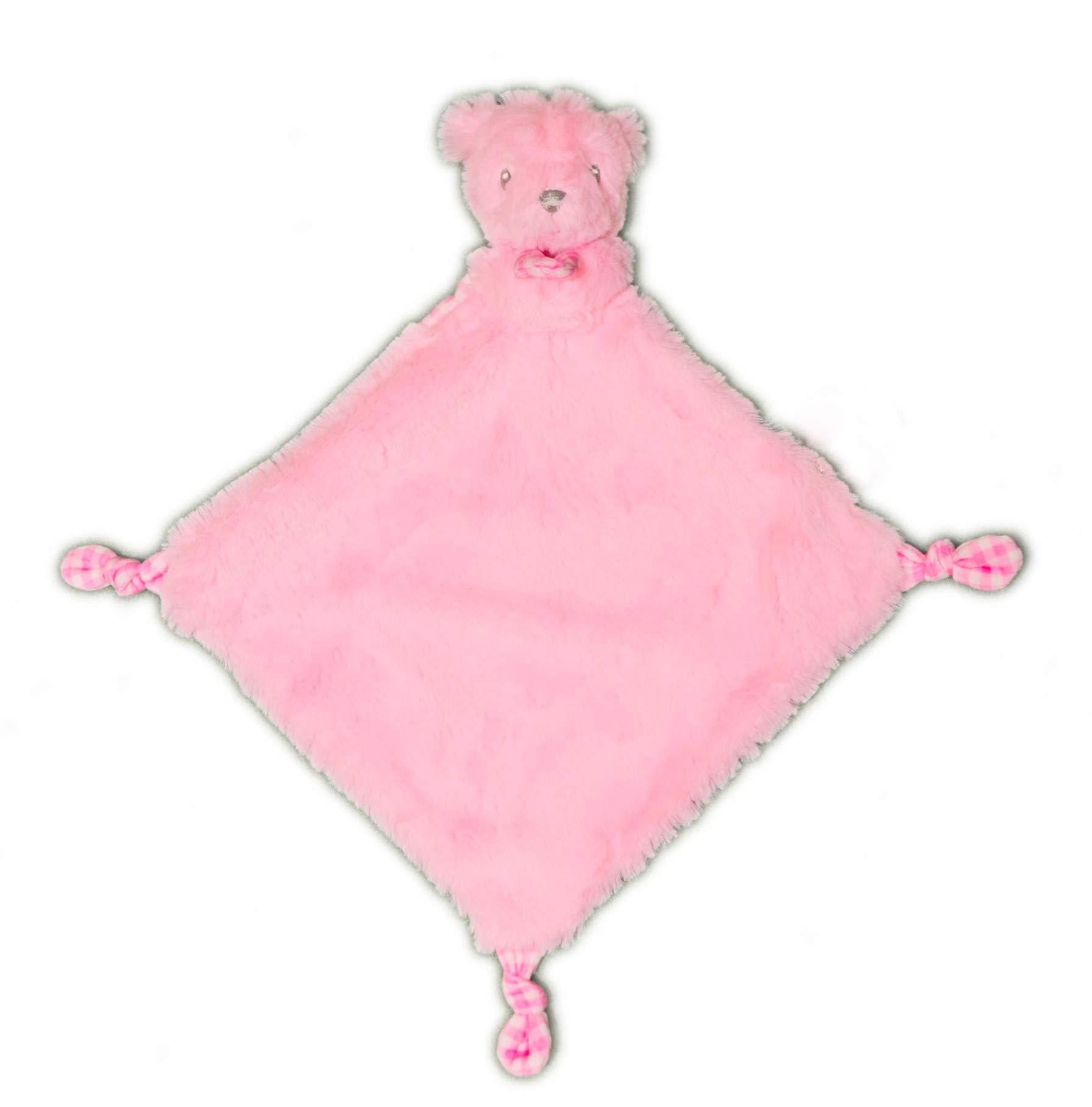 KELLY BABY Pink Bear Security Blanket with Rattle Polka Dot Accents