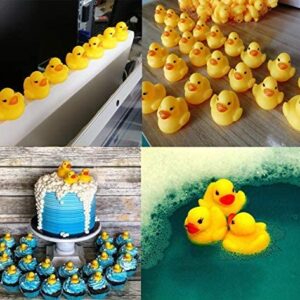 SOHAPY 100Pcs Mini Yellow Rubber Ducks Tiny Baby Shower Rubber Ducks, Squeak Fun Baby Yellow Rubber Bath Toy Float Fun Decorations for Shower Birthday Party Favors Cupcake Carnival Game Gift (100Pcs)