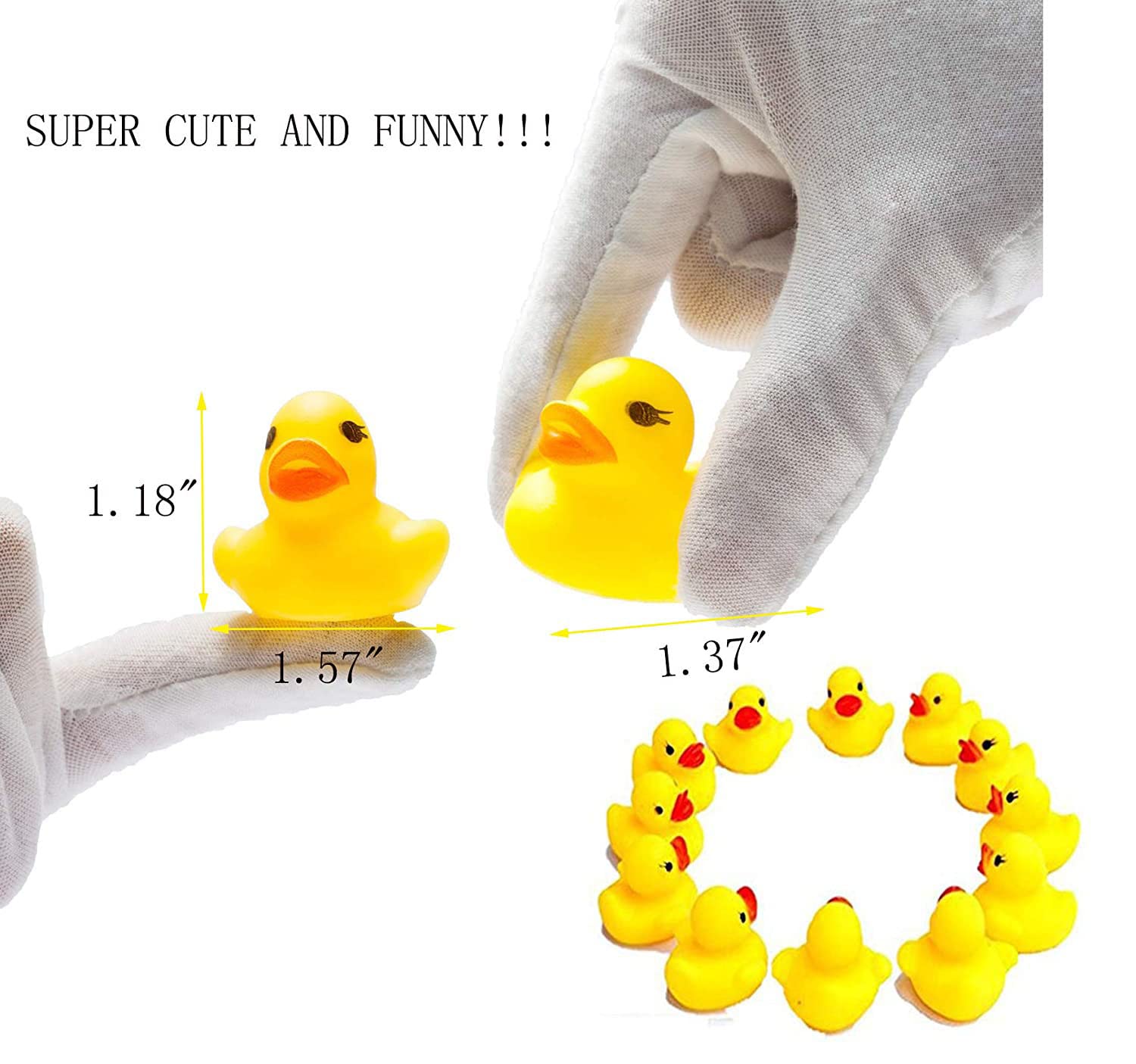 SOHAPY 100Pcs Mini Yellow Rubber Ducks Tiny Baby Shower Rubber Ducks, Squeak Fun Baby Yellow Rubber Bath Toy Float Fun Decorations for Shower Birthday Party Favors Cupcake Carnival Game Gift (100Pcs)