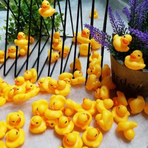 SOHAPY 100Pcs Mini Yellow Rubber Ducks Tiny Baby Shower Rubber Ducks, Squeak Fun Baby Yellow Rubber Bath Toy Float Fun Decorations for Shower Birthday Party Favors Cupcake Carnival Game Gift (100Pcs)