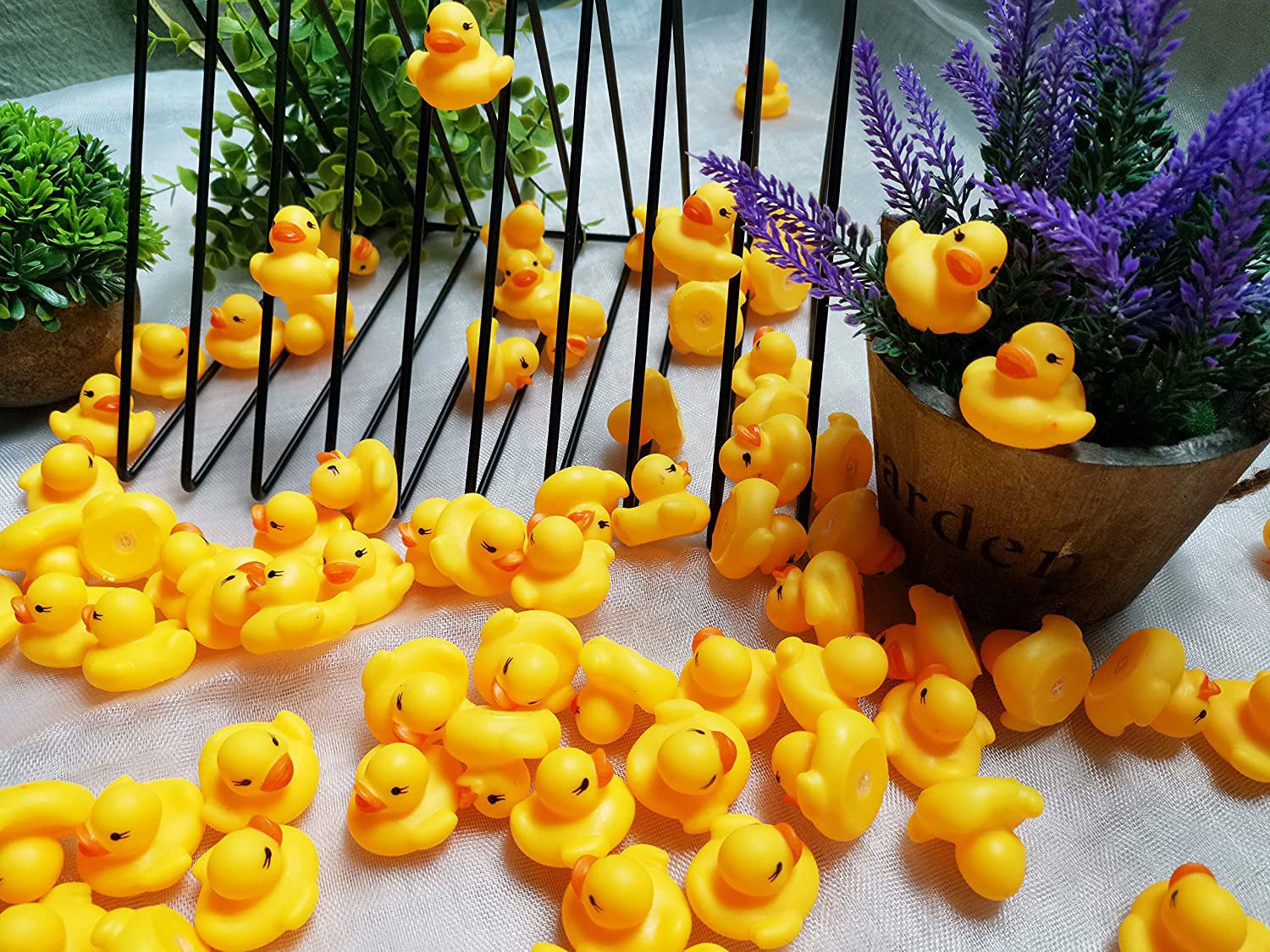 SOHAPY 100Pcs Mini Yellow Rubber Ducks Tiny Baby Shower Rubber Ducks, Squeak Fun Baby Yellow Rubber Bath Toy Float Fun Decorations for Shower Birthday Party Favors Cupcake Carnival Game Gift (100Pcs)