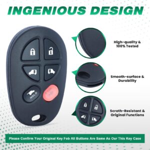 Beefunny Keyless Entry 6 Button Remote Car Key Fob for Toyota Sienna 2004-2013 FCC ID: GQ43VT20T (1)