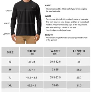 Roadbox Mens UPF 50+ UV Sun Protection Shirts Outdoor Long Sleeve SPF Diving Rash Guard for Fishing Hiking Swimming Black