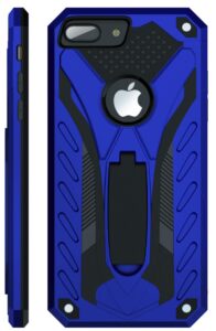 kitoo designed for iphone 8 plus case with kickstand, military grade 12ft. drop tested - blue