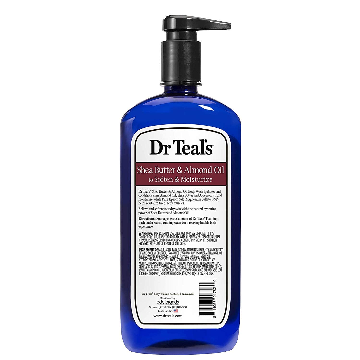 Dr Teal's Epsom Salt Bath and Shower Body Wash with Pump - Shea Butter and Almond Oil - Pack of 2, 24 Oz Each - Soften and Moisturize Your Skin, Relieve Stress and Sore Muscles