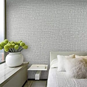 Yancorp 10ft Textured Fabric Gray Wallpaper Faux Grasscloth Grey Peel and Stick Wallpaper Self-Adhesive Wallpaper Linen Removable Wallpaper Cabinets Counter Top Liners