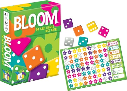 Gamewright - Bloom - The Colorful Wild Flower Roll and Write Dice Game, 5"