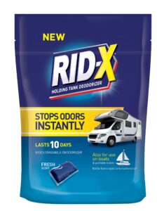 rid-x holding tank deodorizer pacs, septic tank treatment for rv, boats, & portable toilets, fresh scent, 8 count