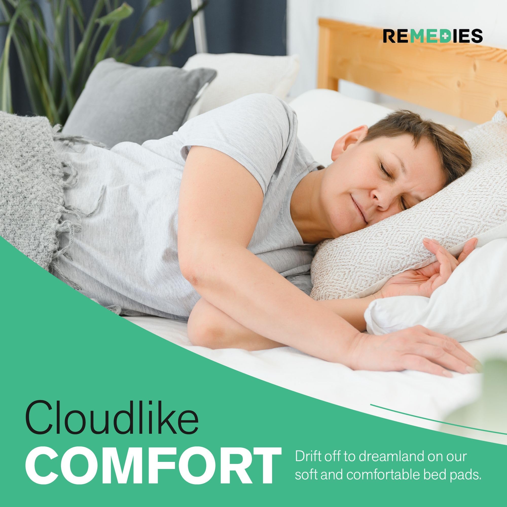 Remedies - Disposable Bed Pads 23" x 36" - 50 Count - Large Bed Pads for Incontinence - Seniors, Adults & Kids Chucks Pads - Adult Absorbent Incontinence Disposable Underpads for Beds & Furniture