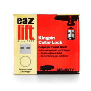 camco eaz-lift rv 5th wheel trailer kingpin collar lock - locks to your kingpin to protect your rv 5th wheel from theft while in storage, fits standard 2" kingpin (48856)