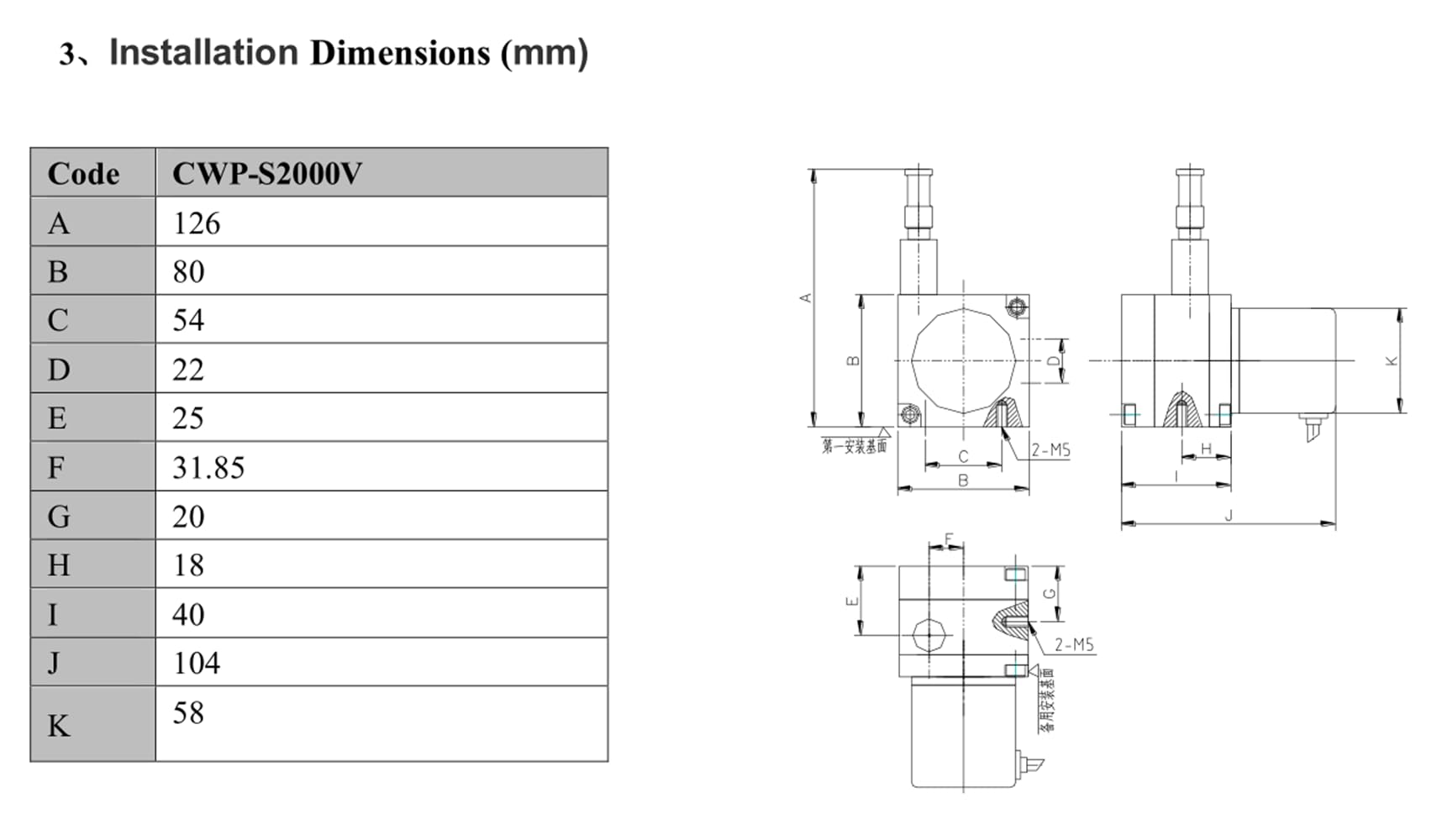 CALT CWP-S2000V 2000mm Draw Wire Encoder 24Vdc Supply 0-10V Output