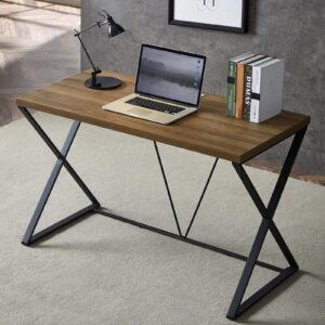 dyh computer desk 47 in, home office writing desk, modern simple style wood table, brown