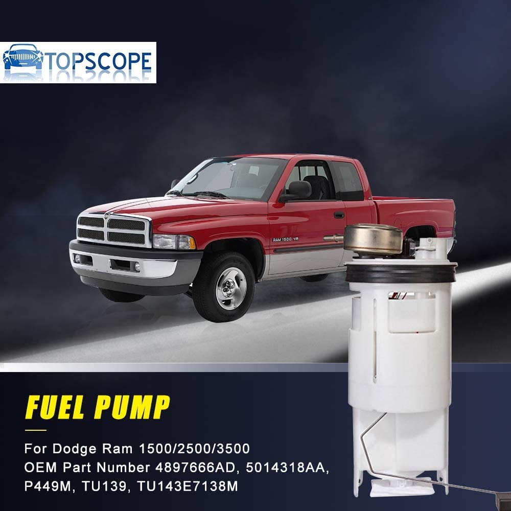 Fuel Pump fits Dodge Ram Truck 1998 1999 2000 2001 2002 3.9L 5.2L 5.9L 8.0L W/ 26 Gal. 34 Gal. Tank replaces # MU2046 E7138M FP17138M