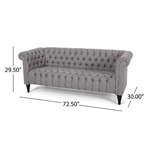 Christopher Knight Home Edgar Traditional Chesterfield Sofa with Tufted Cushions, Gray and Black