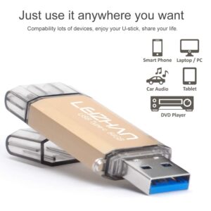 leizhan USB C Flash Drive 32GB, Photostick for Type C Smartphones, Samsung Galaxy S10,S9, S8,S8 Plus,Google Pixel XL, with USB OTG Adapter Micro and Type-C USB to USB Converter