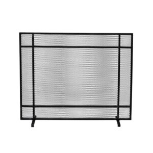 christopher knight home markus modern single panel iron firescreen, black brushed silver finish