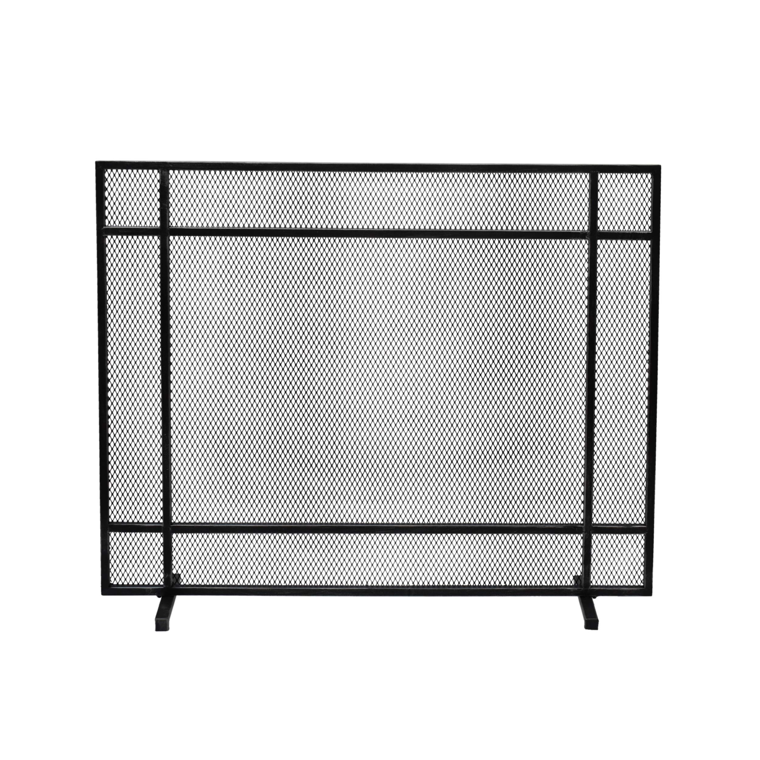 Christopher Knight Home Markus Modern Single Panel Iron Firescreen, Black Brushed Silver Finish