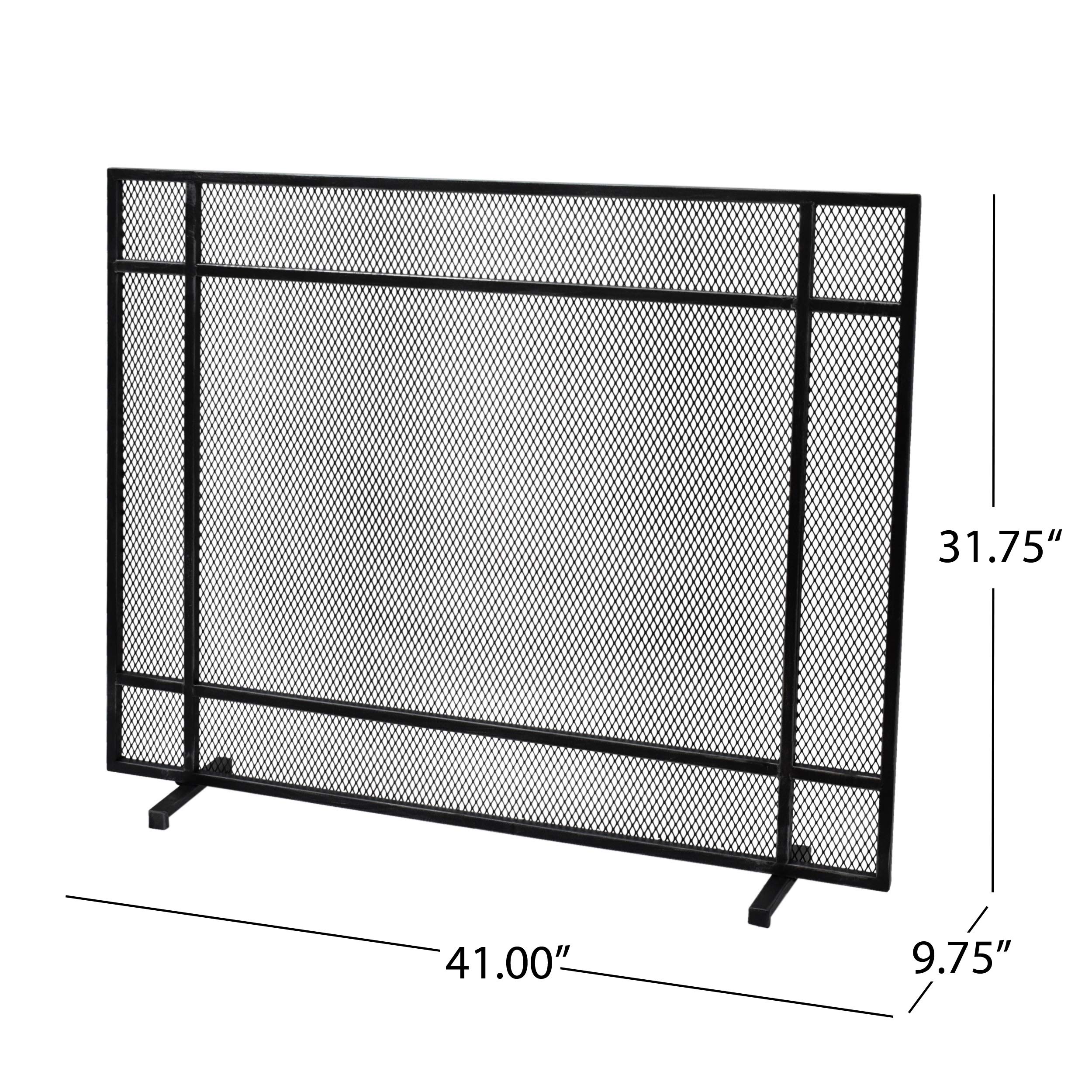 Christopher Knight Home Markus Modern Single Panel Iron Firescreen, Black Brushed Silver Finish