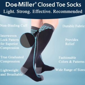 Doc Miller Compression Socks for Running, 20-30mmHg Medical Graduated Compression Socks for Women Men, Nurses, Travel, Pregnancy and Recovery, 1 Pair