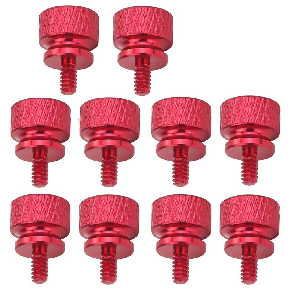 YATENG (10 Pack) Anodized Aluminum Computer Case screws (6-32 Thread) for Computer Cover / Power Supply / PCI Slots / Hard Drives DIY Personality Modification & beautification (Red)