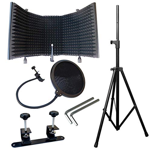 AxcessAbles SF-101KIT Half Dome 32.5"Wx13"H (422sq inch) Studio Microphone Isolation Shield w/Stand, Condenser Mic. Compatible w/Focusrite, Phantom Powered Audio Interfaces. Recording, Podcast,