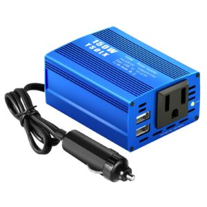 ysolx 150w car power inverter dc 12v to 110v ac converter with 3.1a dual usb car charger adapter blue