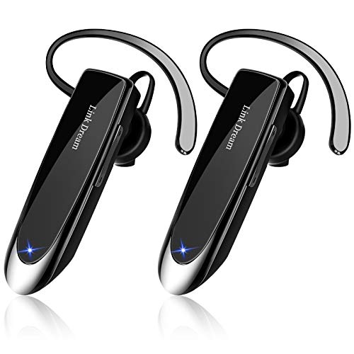 Link Dream Bluetooth Earpiece for Cell Phone Hands Free Wireless Headset Noise Cancelling Mic 24Hrs Talking 1440Hrs Standby Compatible with iPhone Android for Driver Trucker (2 Pack)