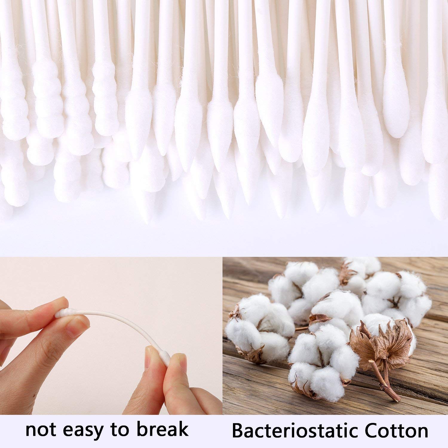 800 Pieces Cotton Swabs, Double Tipped Precision Tips Cotton Buds Spiral Head Multipurpose Safe Highly Absorbent Hygienic Cleaning Sterile Sticks (4 Packs, 200 Pcs, 1 Pack)