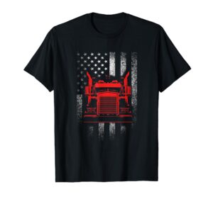 us trucking - us flag with truck t-shirt