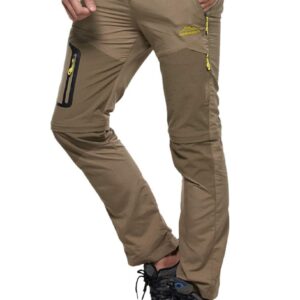 Amoystyle Men's Water-Repellent Quick Dry Convertible Hiking Pants Khaki Asian 7XL