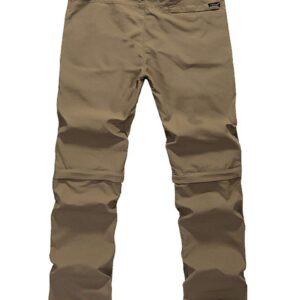 Amoystyle Men's Water-Repellent Quick Dry Convertible Hiking Pants Khaki Asian 7XL