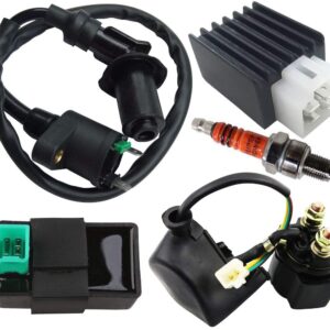 Ignition Coil Solenoid Relay Voltage Regulator 5-PIN CDI Box Spark Plug for 50cc 70cc 90cc 110cc 125cc ATV Go Kart Dirt Bike Pit Bike by TOPEMAI