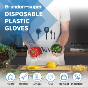 Brandon-super Food Prep Gloves Plastic Food Safe Gloves, Food Handling, One Size Fits Most Poly 500ct Clear 500 Count (Pack of 1)