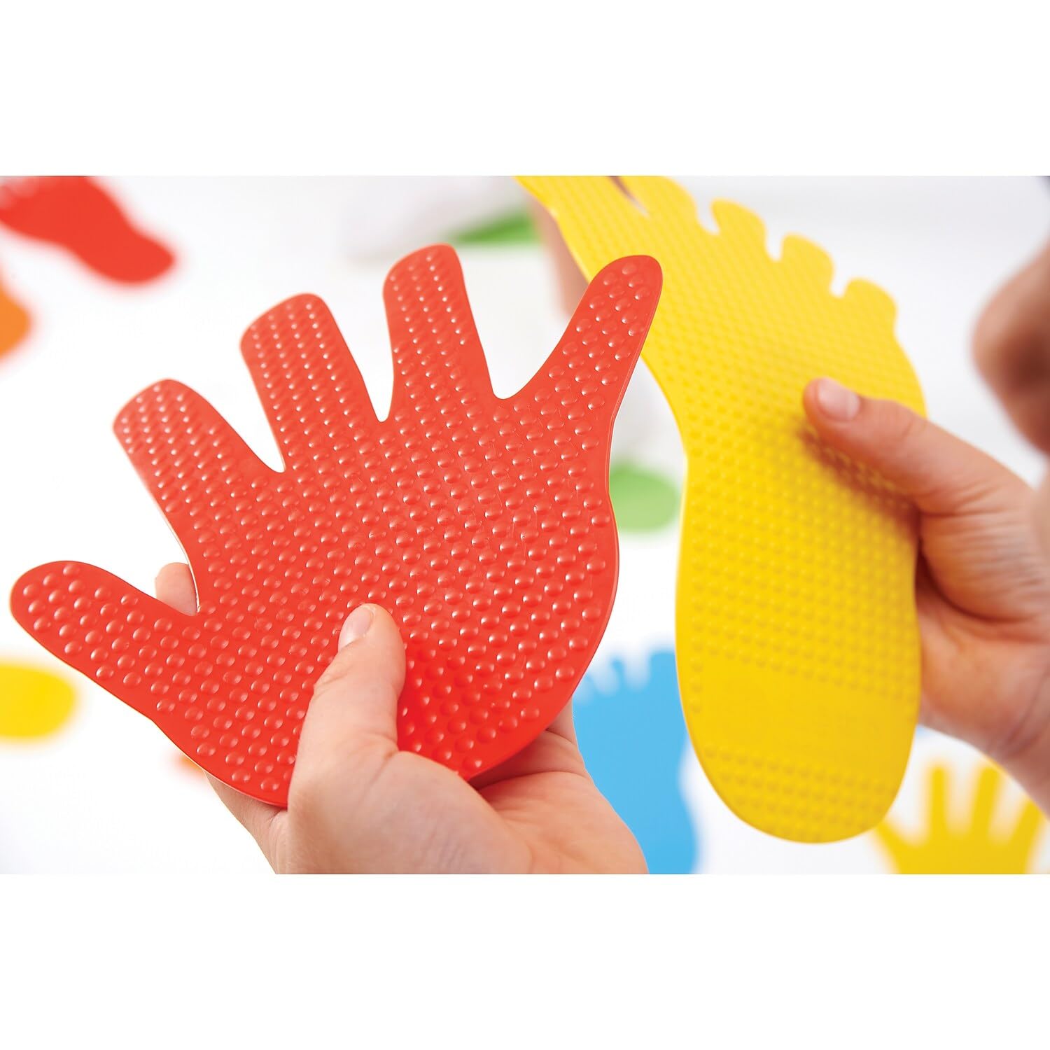 edxeducation-63525 Hand and Foot Mark Set - Includes 2 Large Die for Gameplay - Create Obstacle Courses - Tool for Gross Motor Skills, Occupational Therapy