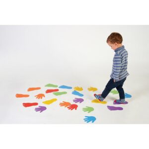 edxeducation-63525 Hand and Foot Mark Set - Includes 2 Large Die for Gameplay - Create Obstacle Courses - Tool for Gross Motor Skills, Occupational Therapy