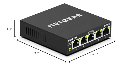 NETGEAR 5-Port Gigabit Ethernet Plus Switch (GS305E) - Desktop or Wall Mount, Home Network Hub, Office Ethernet Splitter, Silent Operation