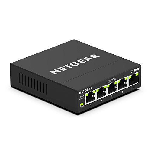 NETGEAR 5-Port Gigabit Ethernet Plus Switch (GS305E) - Desktop or Wall Mount, Home Network Hub, Office Ethernet Splitter, Silent Operation