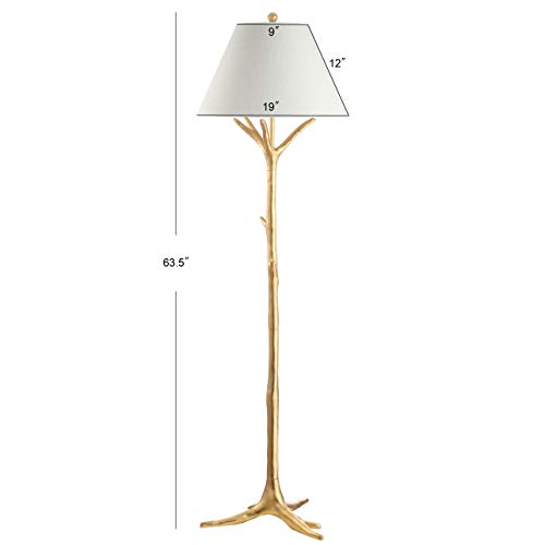 JONATHAN Y JYL3070A Arbor 63.5" Faux Bois Resin LED Floor Lamp, Contemporary, Modern, Elegant, Office, Living Room, Family Room, Dining Room, Bedroom, Hallway, Foyer, Gold Leaf