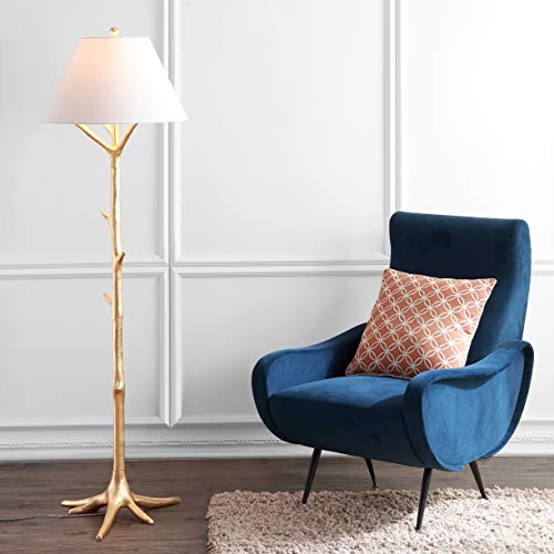 JONATHAN Y JYL3070A Arbor 63.5" Faux Bois Resin LED Floor Lamp, Contemporary, Modern, Elegant, Office, Living Room, Family Room, Dining Room, Bedroom, Hallway, Foyer, Gold Leaf